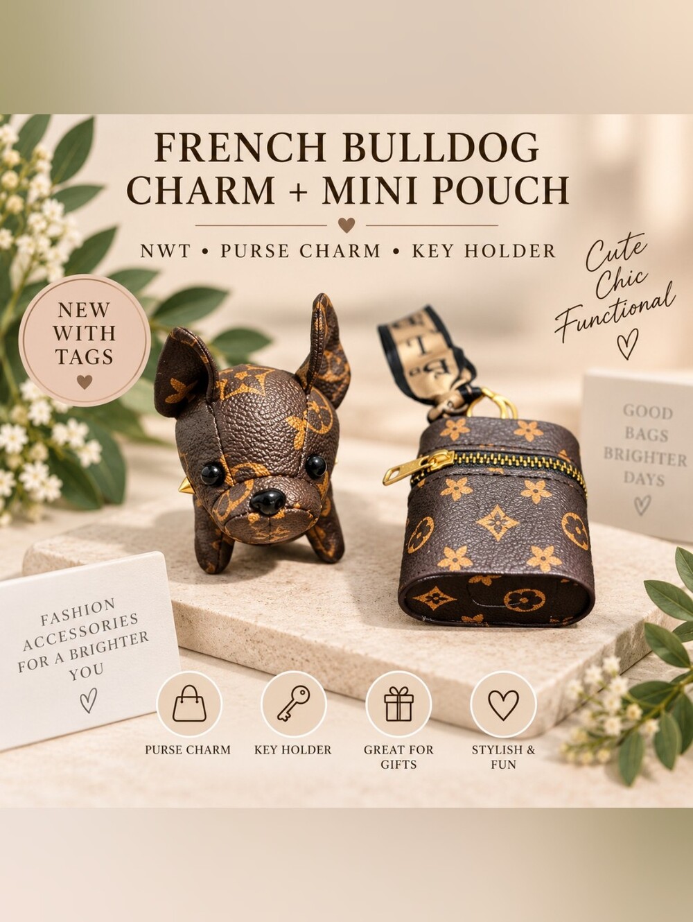 ✨️French Bulldog Charm & Mini Pouch ✨️